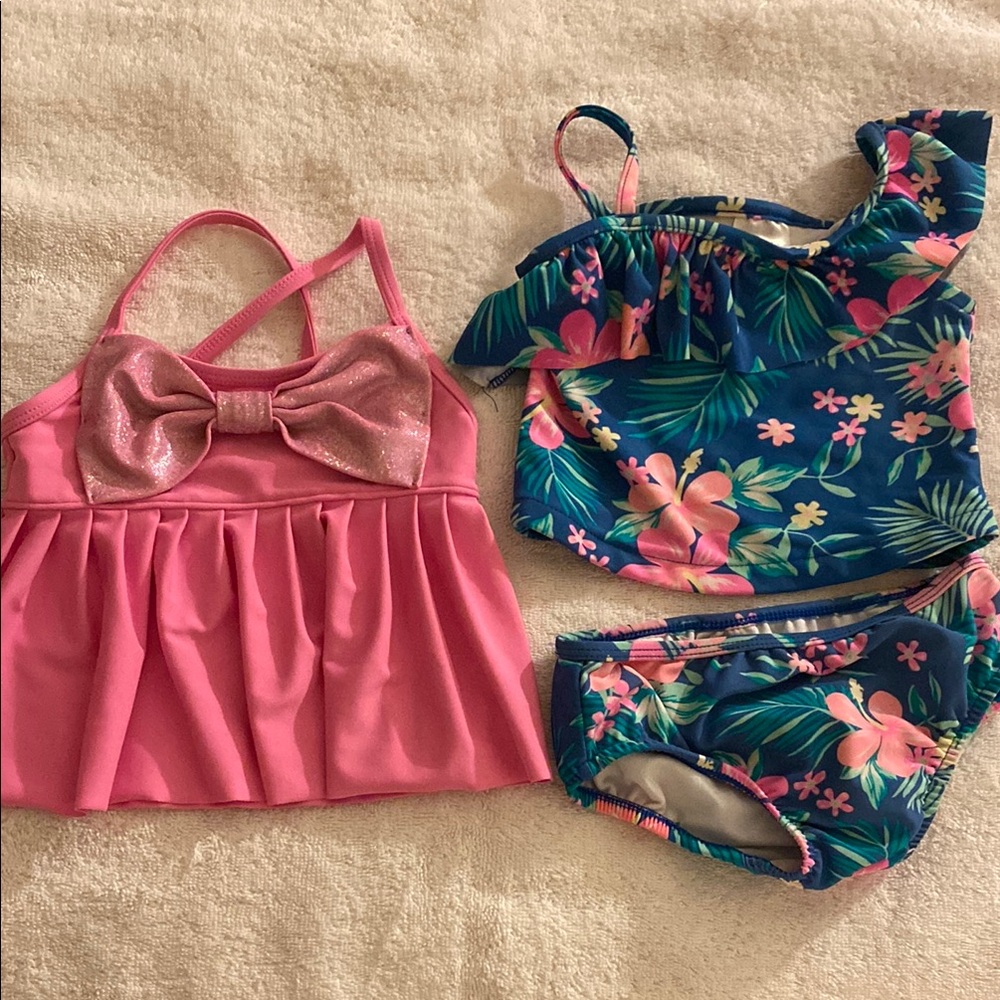 Pink and Floral Baby Swimsuit Set